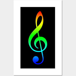 Rainbow Treble Clef Posters and Art